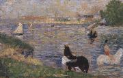Georges Seurat Horses in the Seine oil